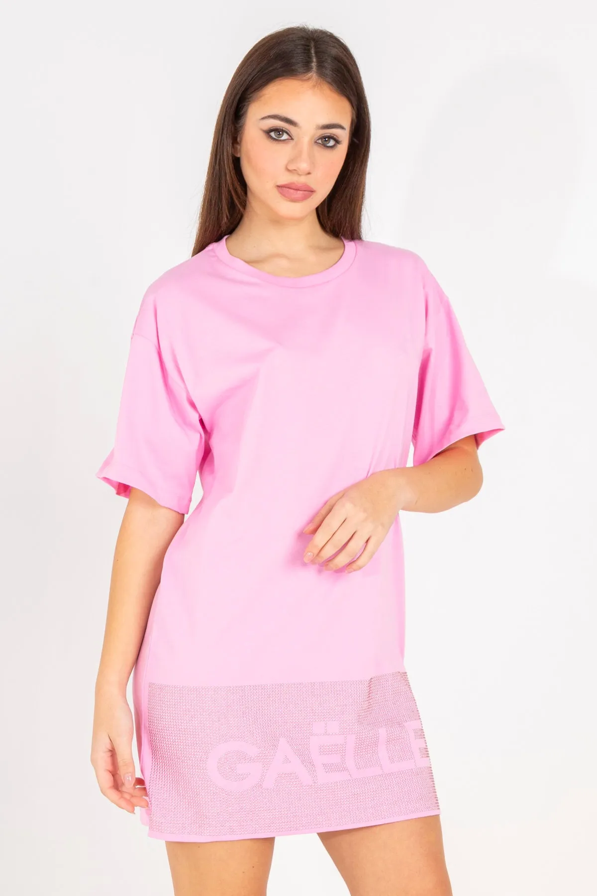 Abito maxi t-shirt con borchie