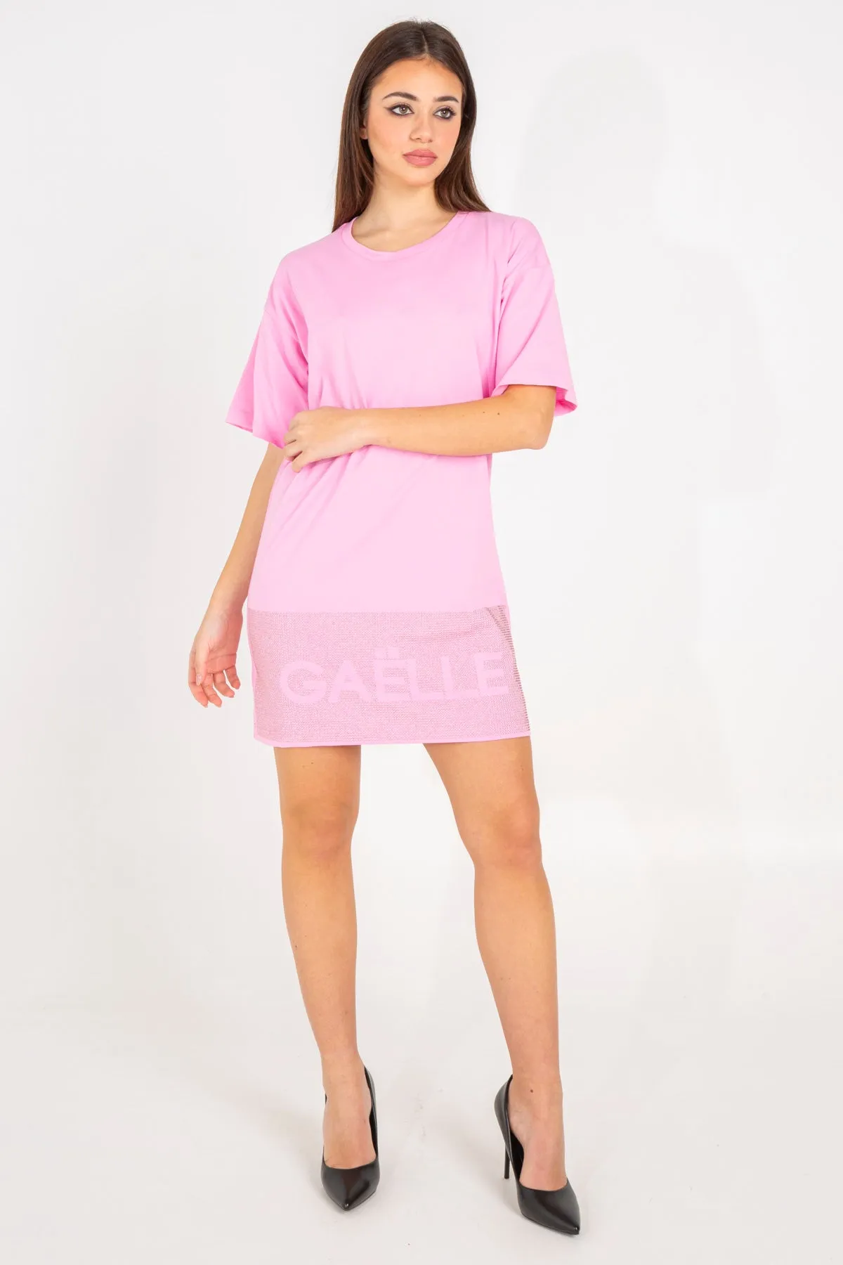 Abito maxi t-shirt con borchie