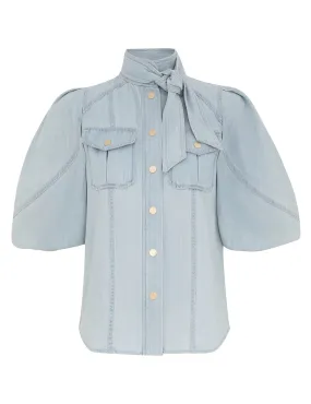 Acacia Denim Lantern Blouse