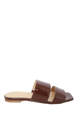 Aeyde Brown Patent Double-strap Slide Sandals Size 37