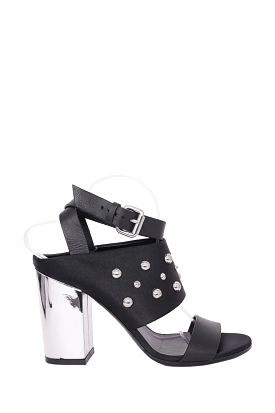 Alexander McQueen Black Studded Heeled Sandals Size 40