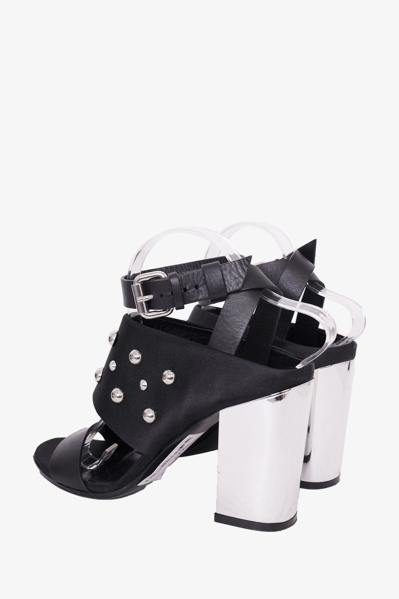 Alexander McQueen Black Studded Heeled Sandals Size 40