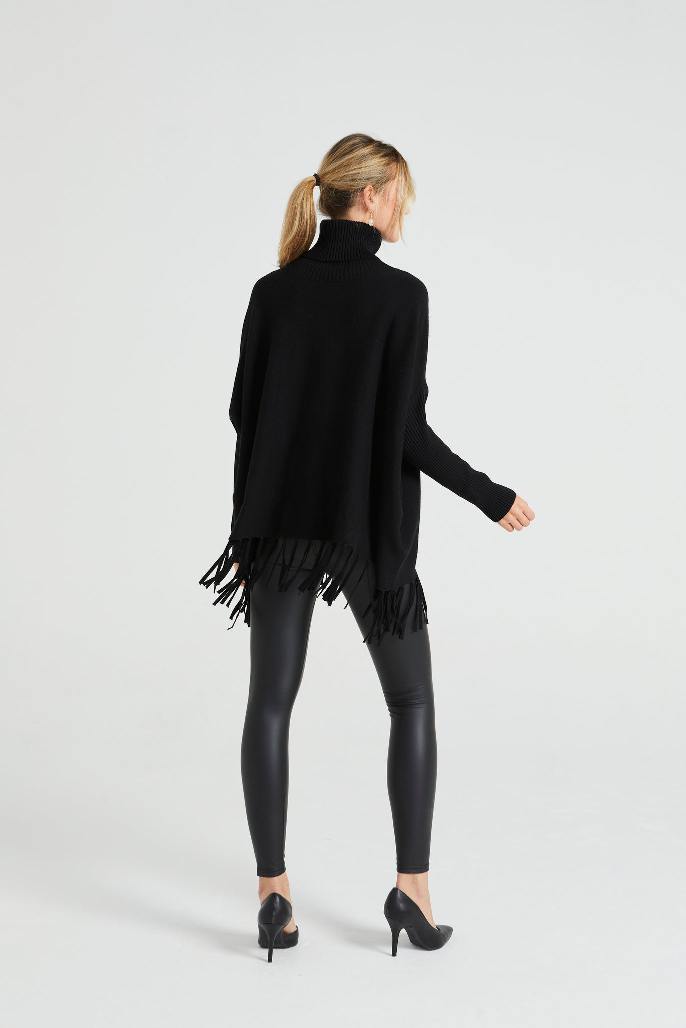 Angeleye High Neck Oversized Jumper With Tassled Hem