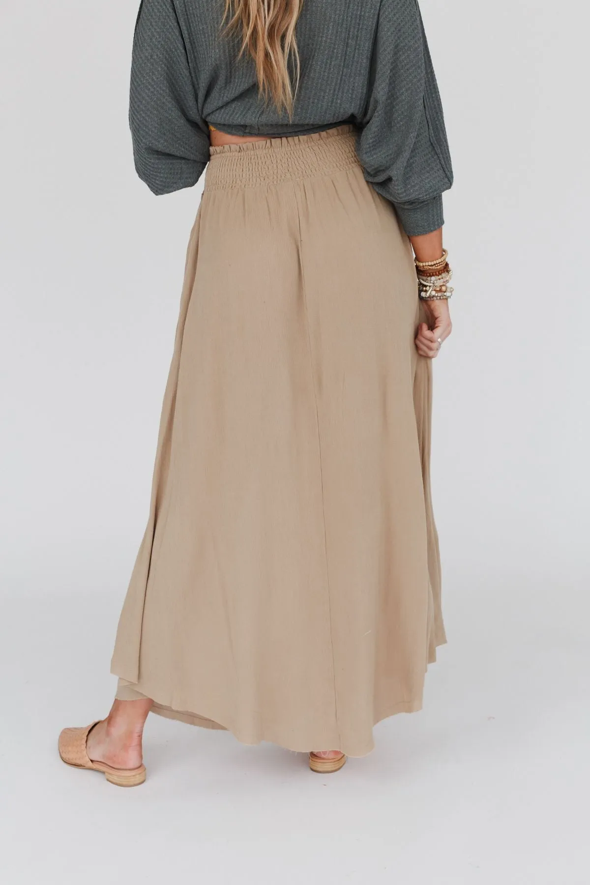 Anything Goes Maxi Skirt - Taupe