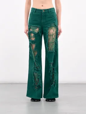 Arboreal Distressed Lace Jeans (24045125-EVERGREEN)