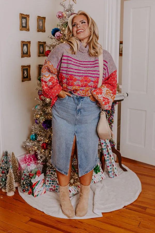 Autumn Brunch Knit Sweater in Heirloom Lilac Curves