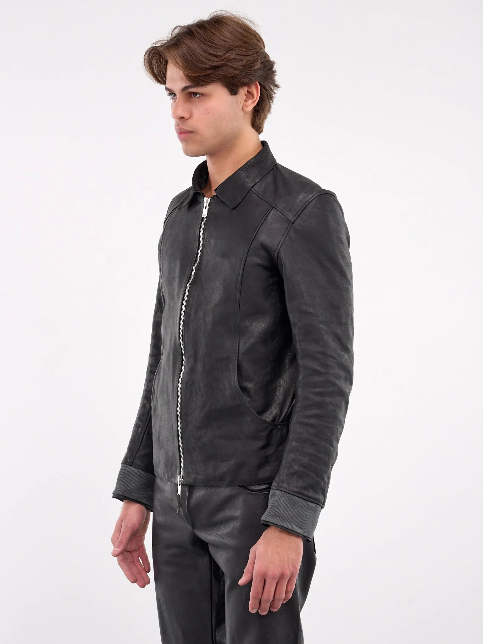 Aviator Leather Jacket (AVM-SOFT-HORSE-FG-BLACK)