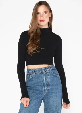 Bamboo Longsleeve Crop Mock Neck Top