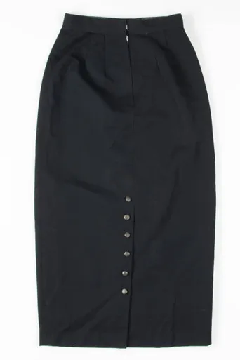 Black Button Back Maxi Skirt