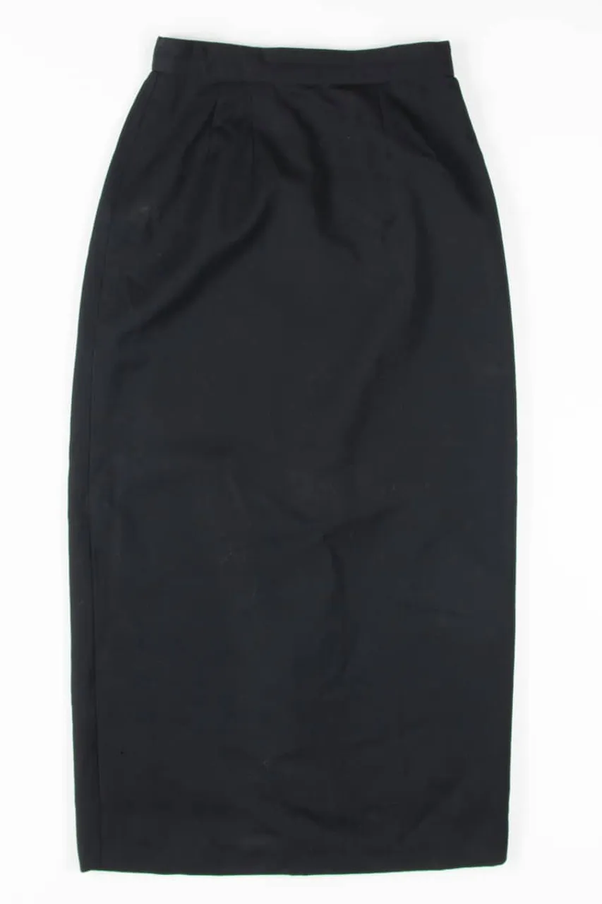 Black Button Back Maxi Skirt