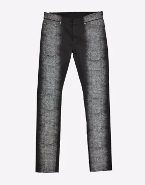 Black Spray Paint Effect Slim Cotton Jeans