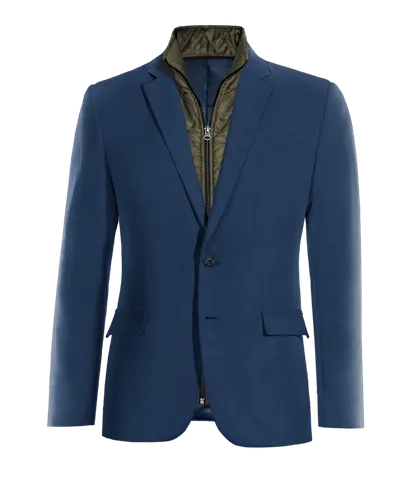  Blazer azul cobalto slim fit con pieza gilet