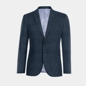  Blazer azul de lino príncipe de gales ligera