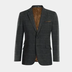  Blazer azul de tweed a cuadros slim fit