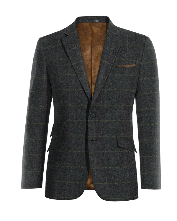  Blazer azul de tweed a cuadros slim fit