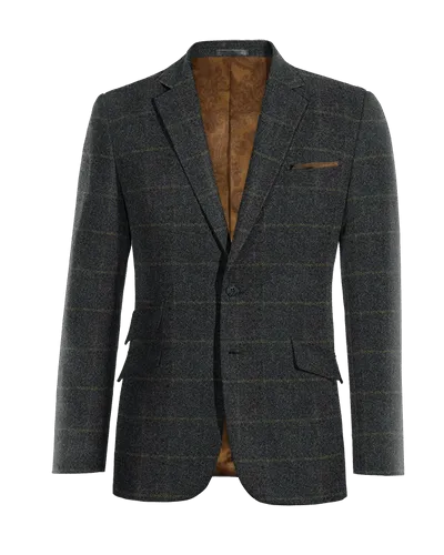  Blazer azul de tweed a cuadros slim fit