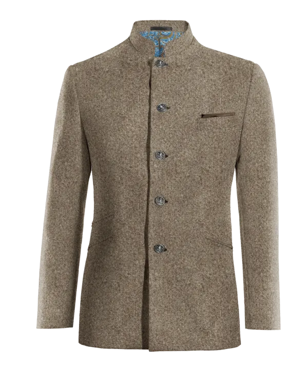  Blazer mao marrón claro de donegal tweed