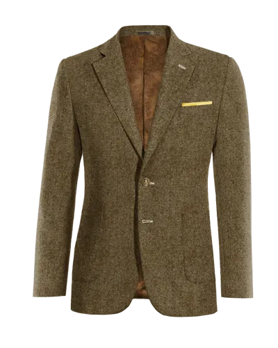  Blazer marrón de donegal tweed solapa ancha