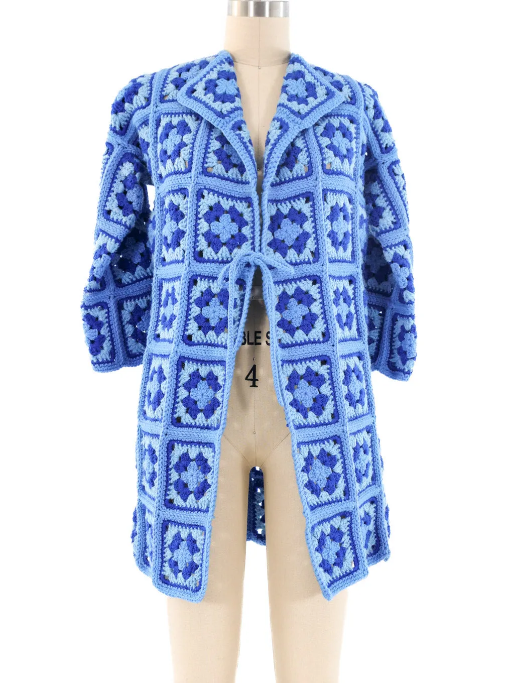 Blue Granny Square Crochet Jacket