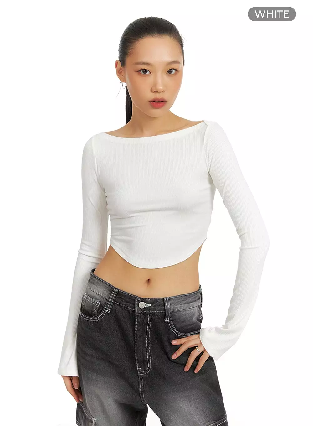 Boat Neck Crop Tee IA417