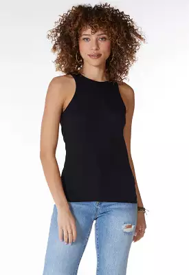 Bobi - High Neck Tank Top Black