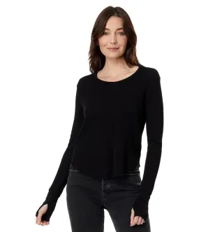 bobi Los Angeles Crew Neck Crop Tee with Thumbhole Women's