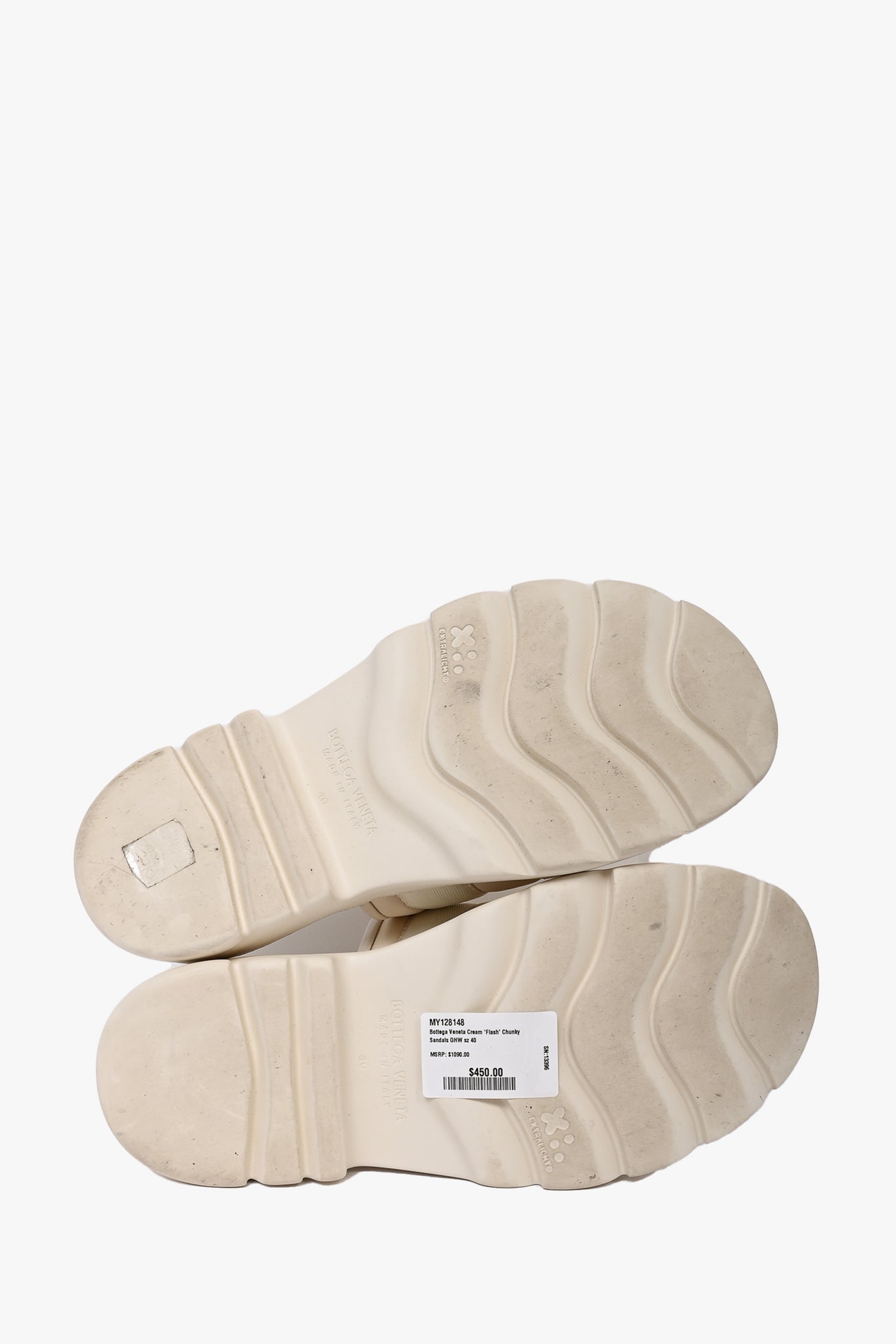 Bottega Veneta Cream 'Flash' Chunky Sandals Size 40