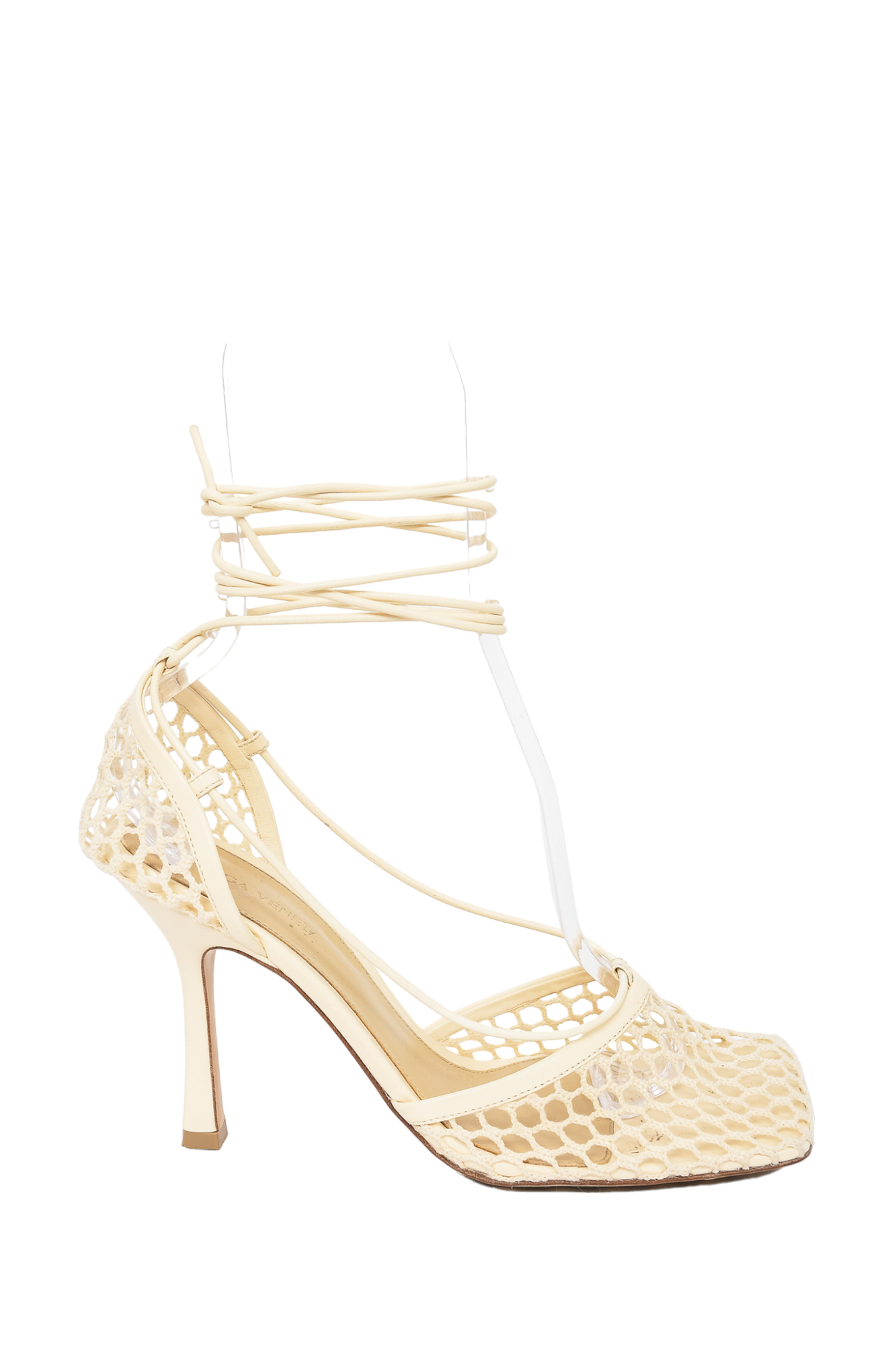 Bottega Veneta Cream 'Stretch' Lace Up Heeled Sandals sz 39