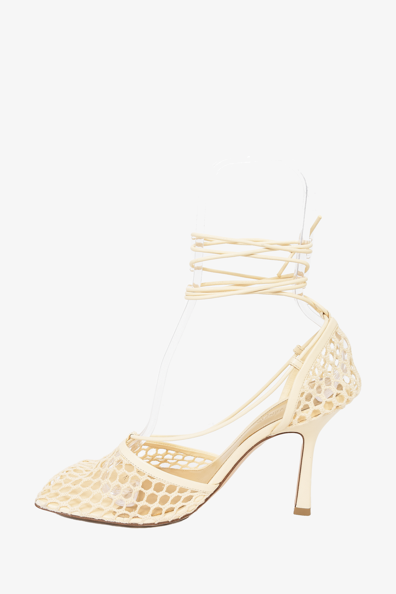 Bottega Veneta Cream 'Stretch' Lace Up Heeled Sandals sz 39