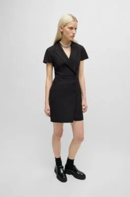 Button-front dress with peak lapels