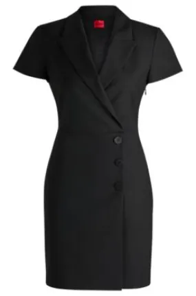 Button-front dress with peak lapels