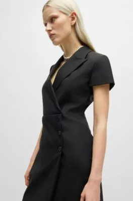 Button-front dress with peak lapels