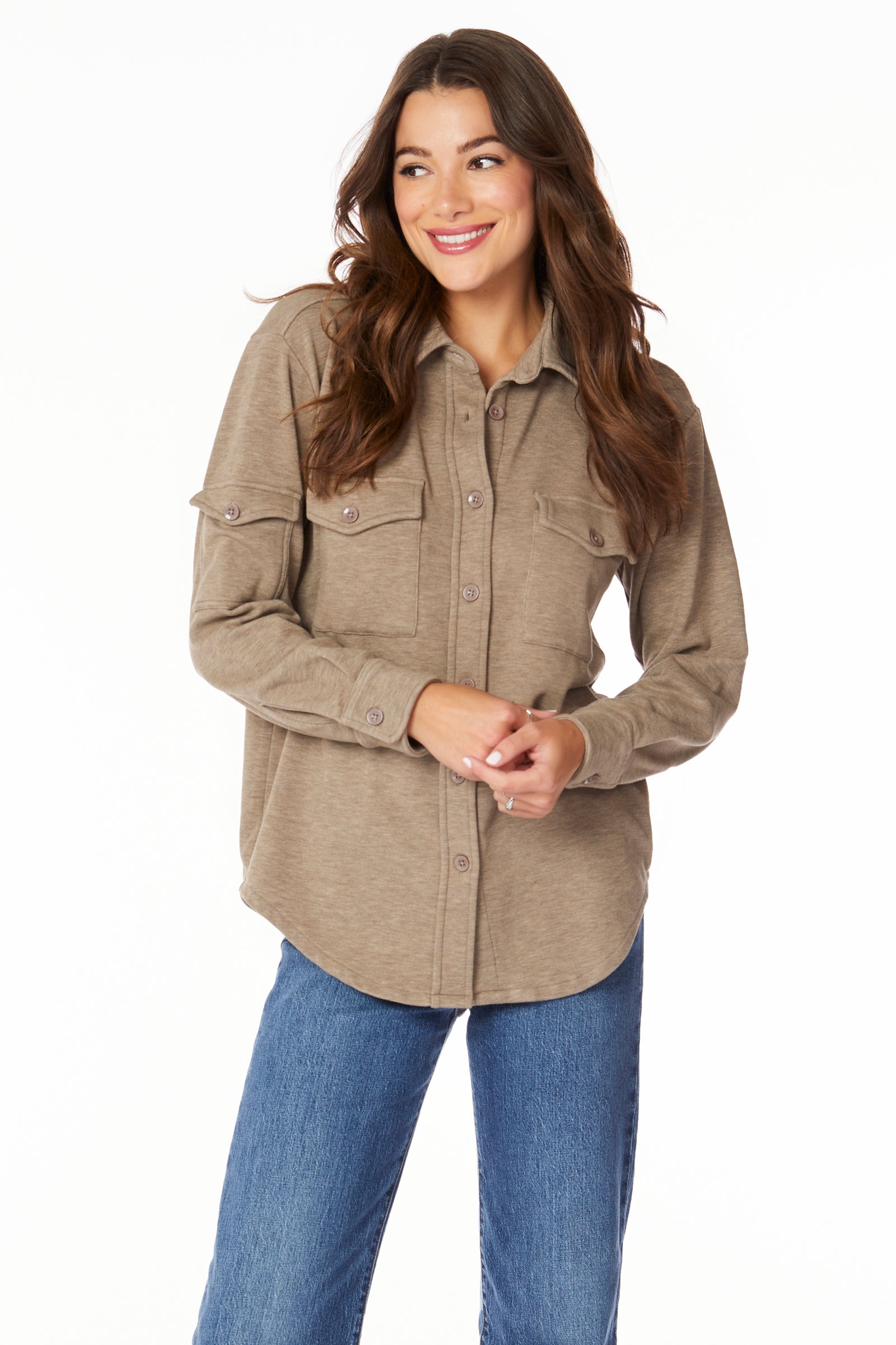 BUTTON FRONT SHIRT WITH POCKETS