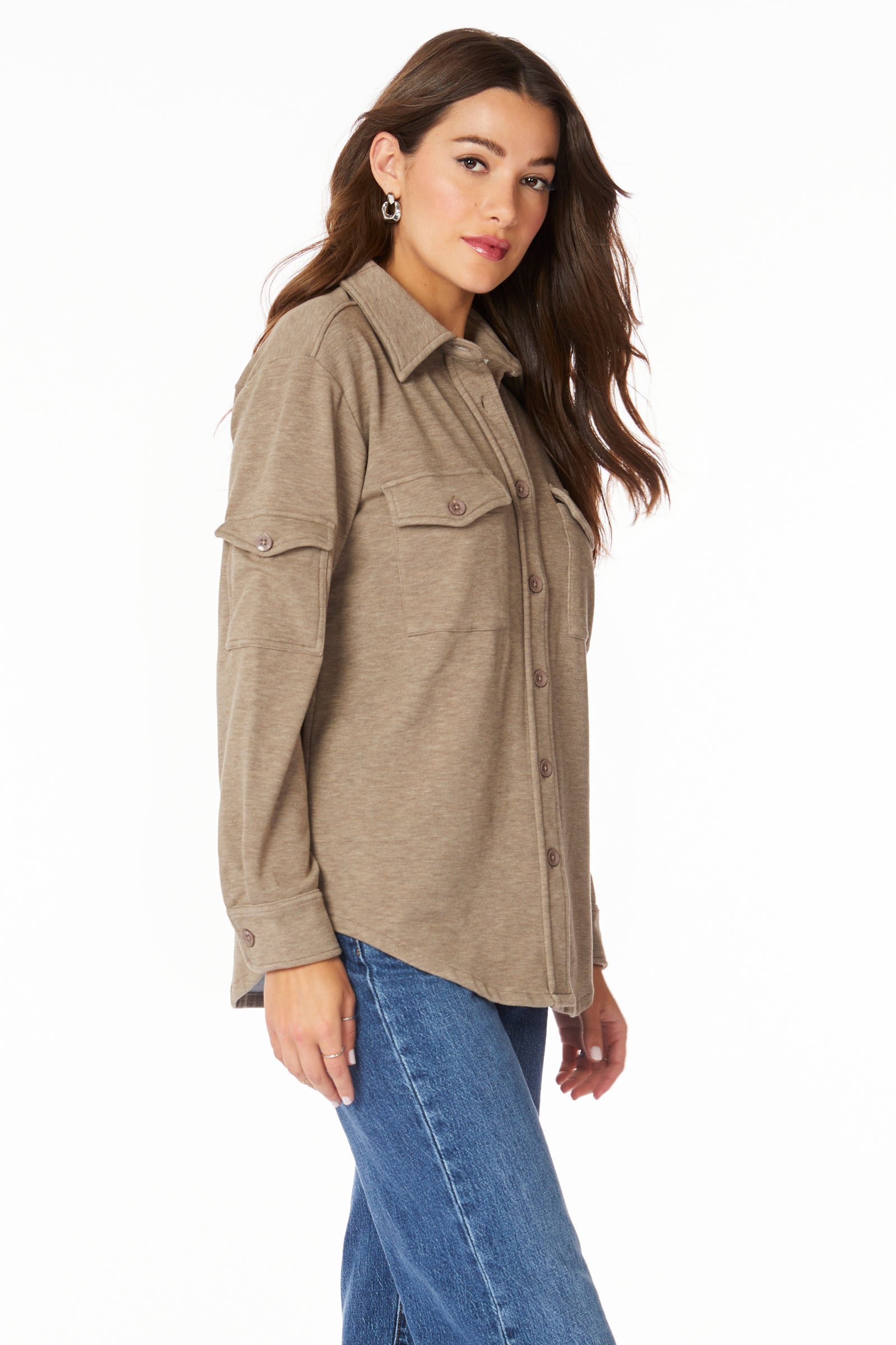 BUTTON FRONT SHIRT WITH POCKETS