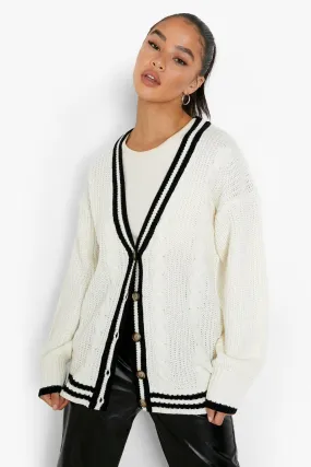 Cable Varsity Stripe Cardigan