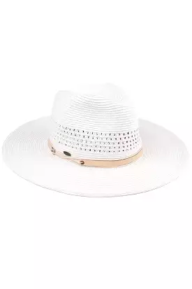 C.C | Vegan Leather String Straw Panama Hat