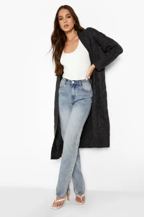 Chunky Cable Knit Maxi Cardigan