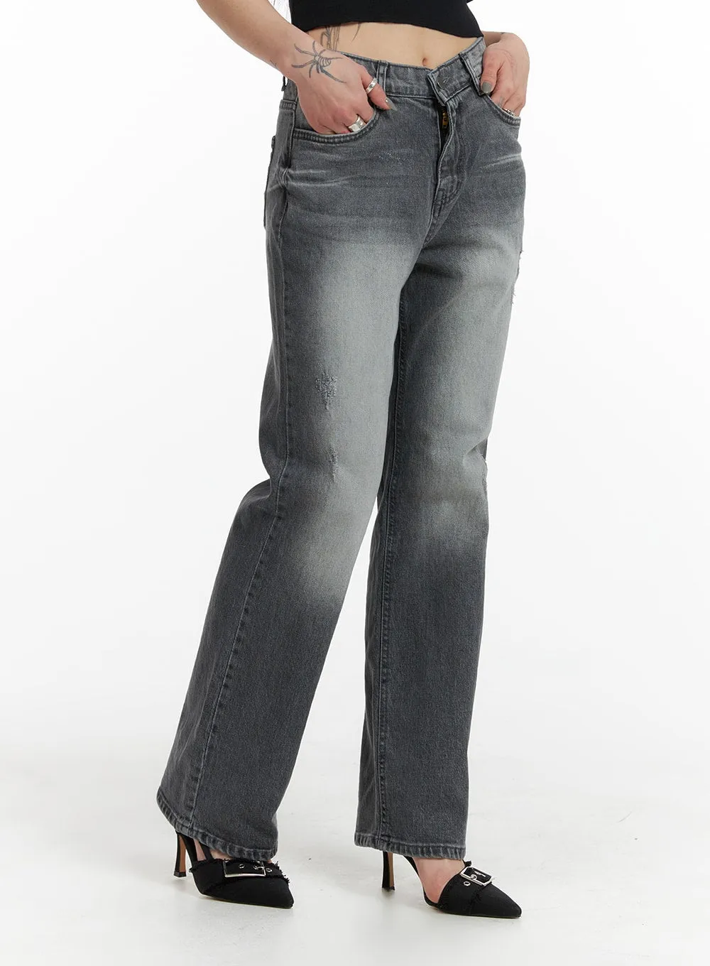 Classic Washed Straight Jeans IF426