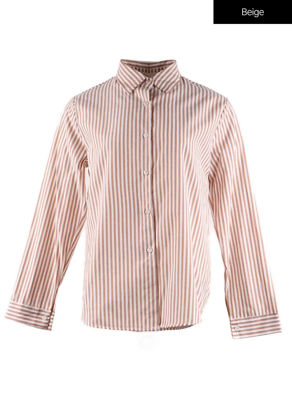 Collar Striped Button Long Sleeve IF408