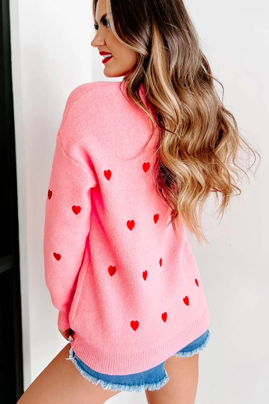 Couldn't Love You More V-Neck Sweater (Pink)