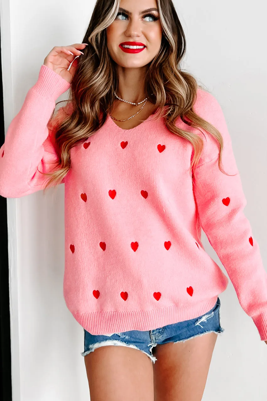 Couldn't Love You More V-Neck Sweater (Pink)