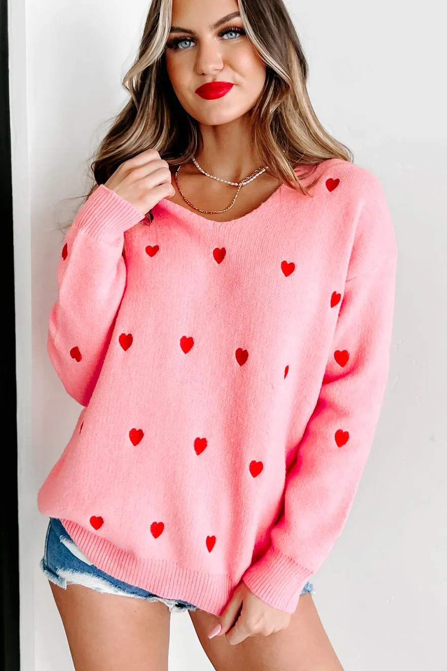 Couldn't Love You More V-Neck Sweater (Pink)