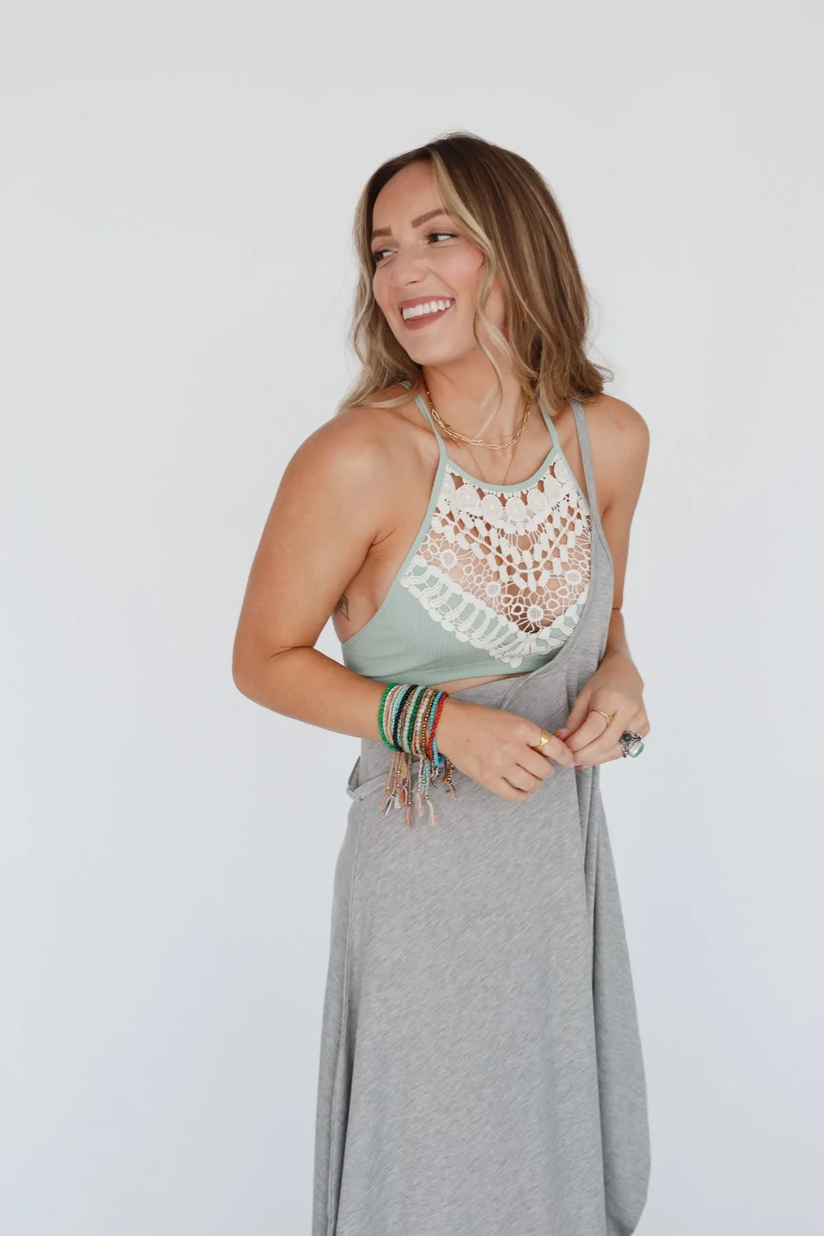 Crochet High Neck Bralette - Sage