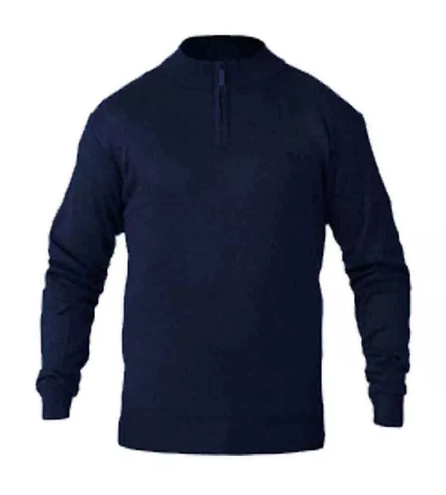 D555 Big Mens Navy Quarter Zip Knitted Sweater (GIUSEPPE 2)