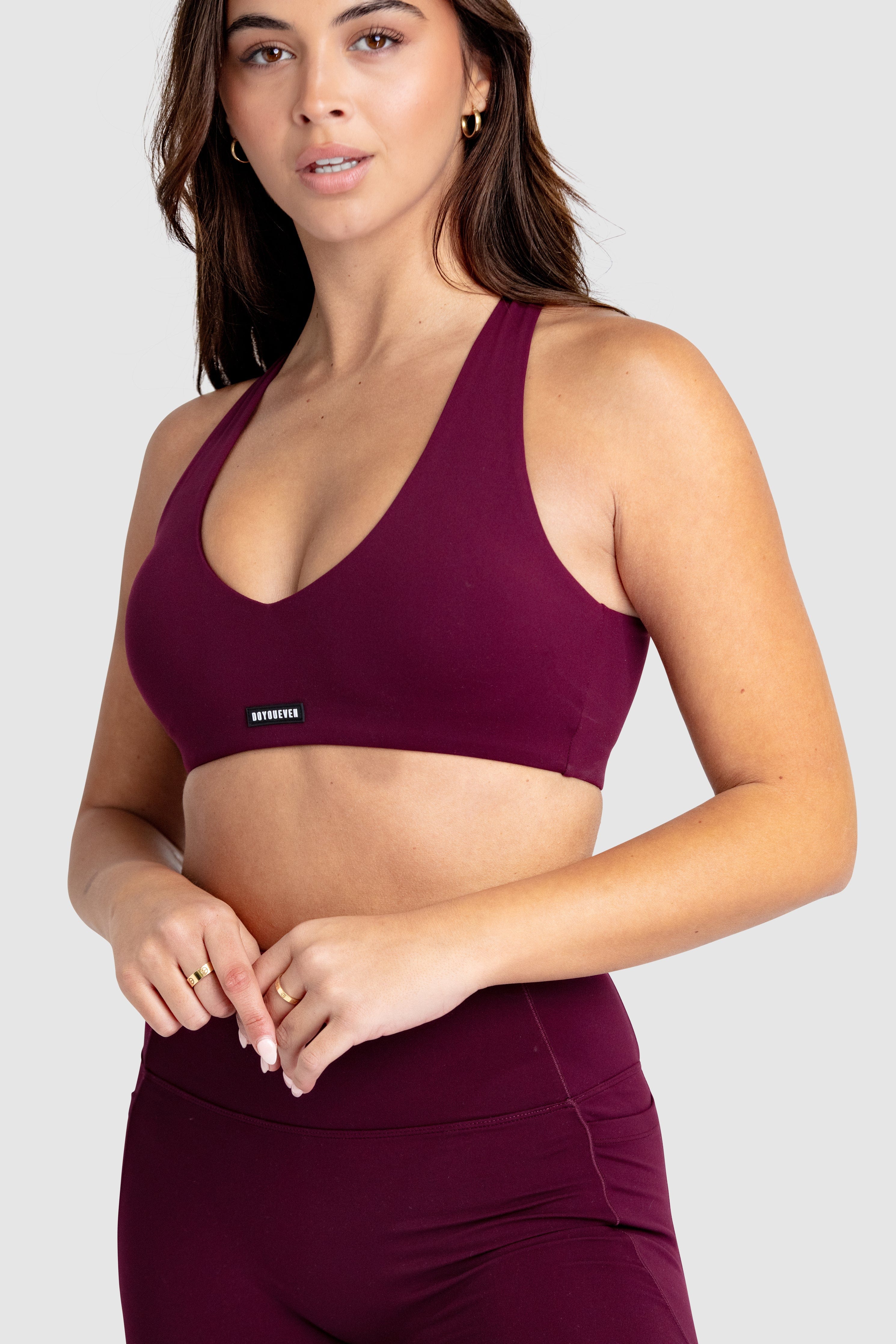 Desire V-Neck Crop - Wine Red