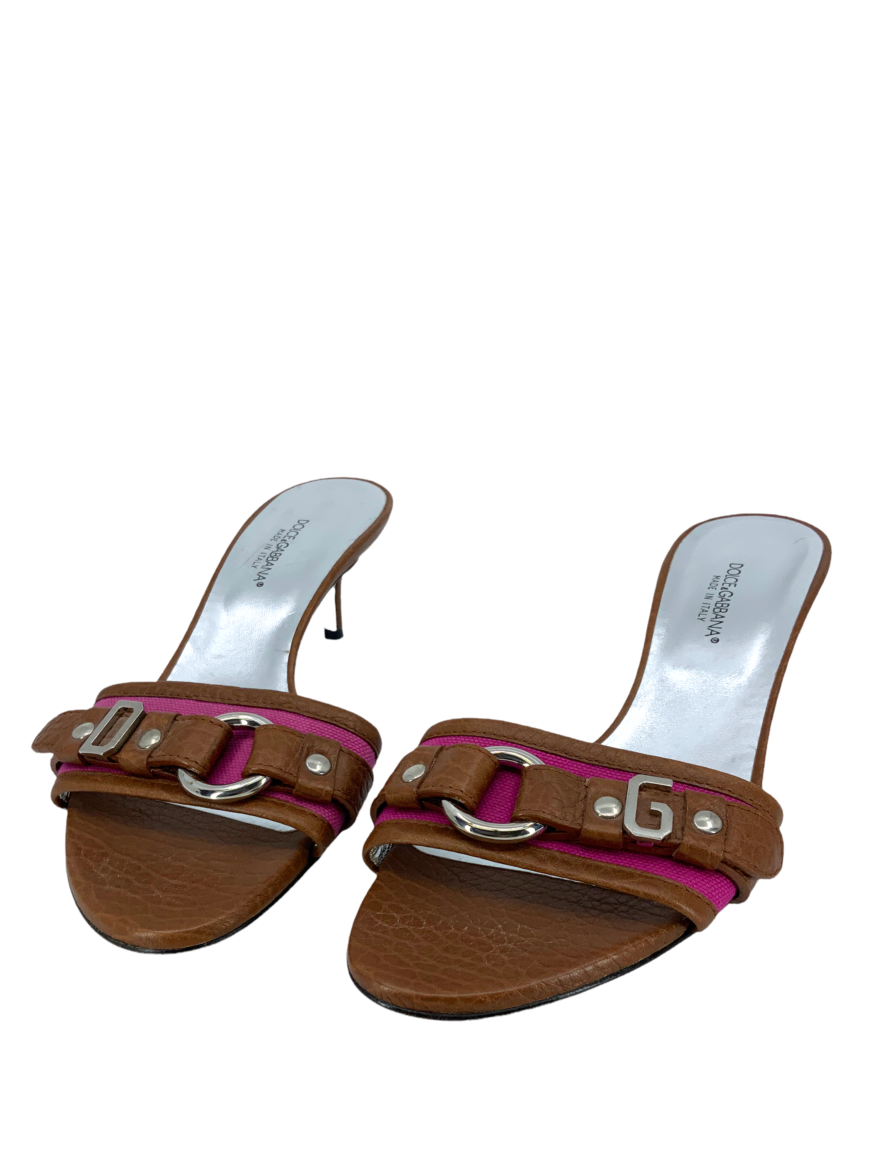 Dolce & Gabanna Leather Logo Slide Sandals Size 7