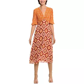 Donna Morgan Womens Party Midi Fit & Flare Dress