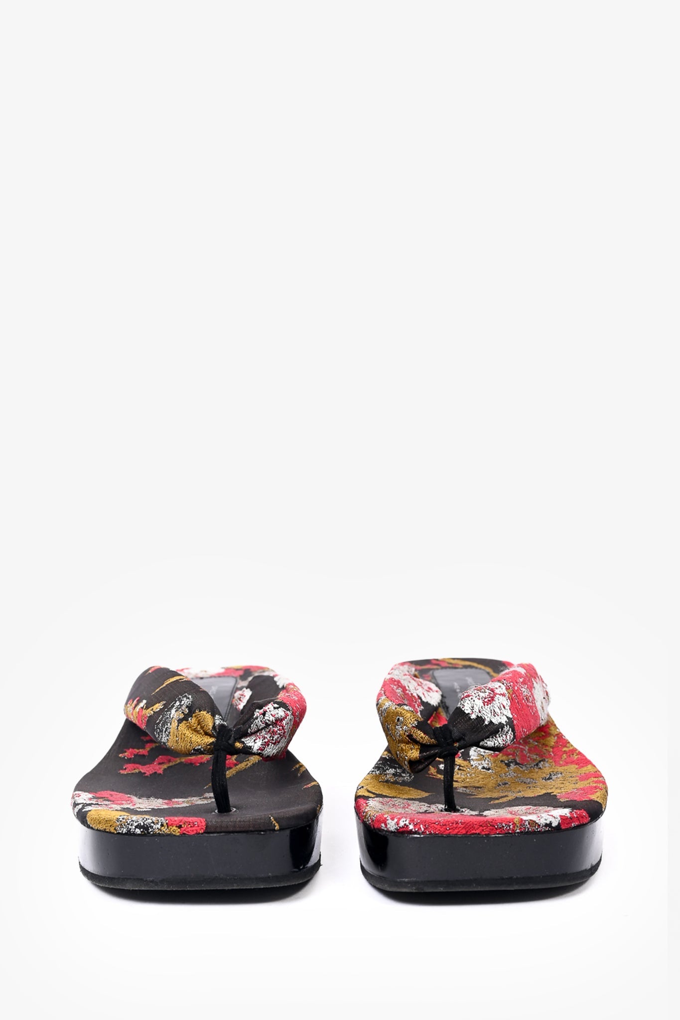 Dries Van Noten Black Floral Jacquard Platform Sandals Size 40