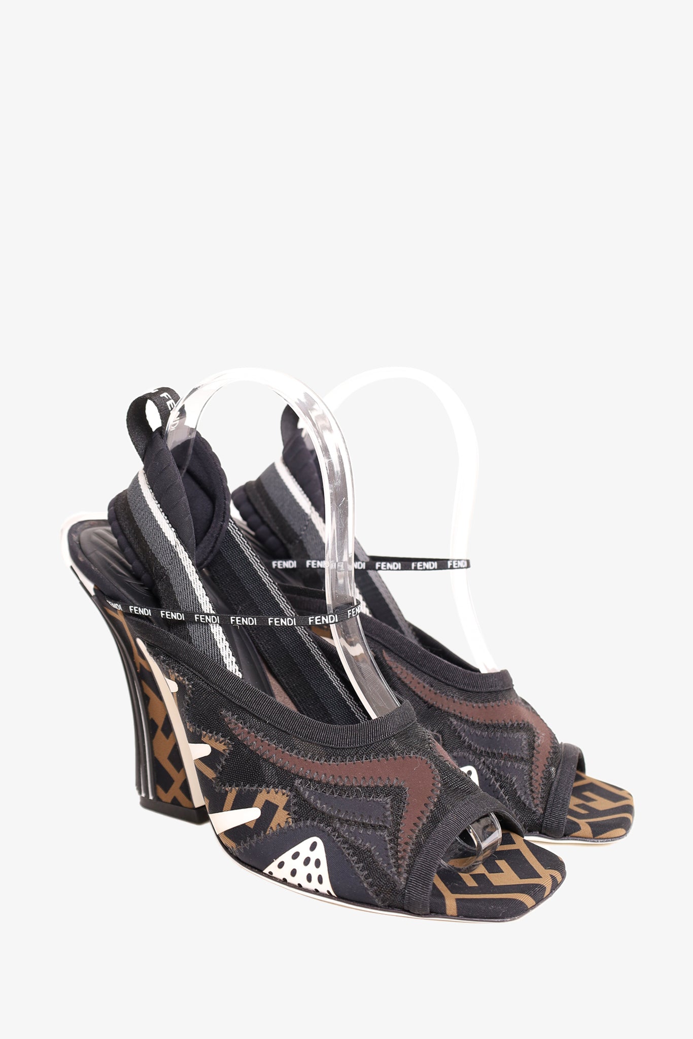 Fendi Brown FF Logo Print Sandals Size 38.5