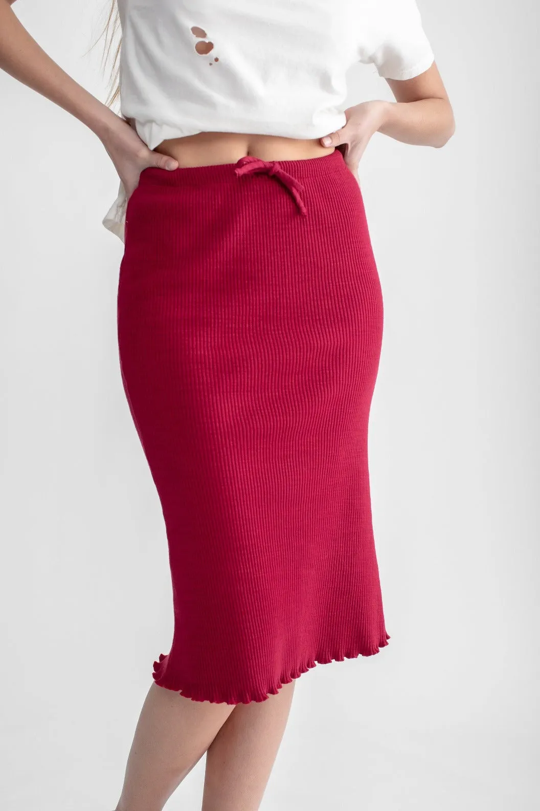 Flare Midi Skirt Raspberry